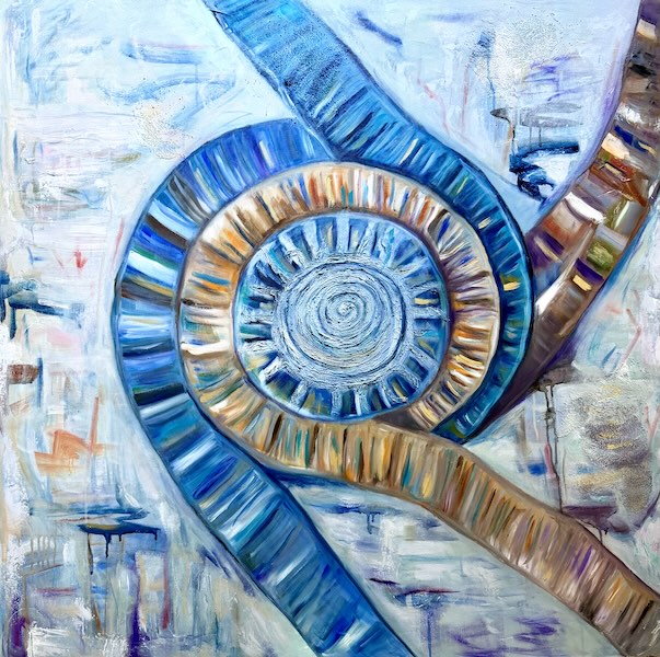 Unbound Unbound Abstract Oil Painting Blue Gray