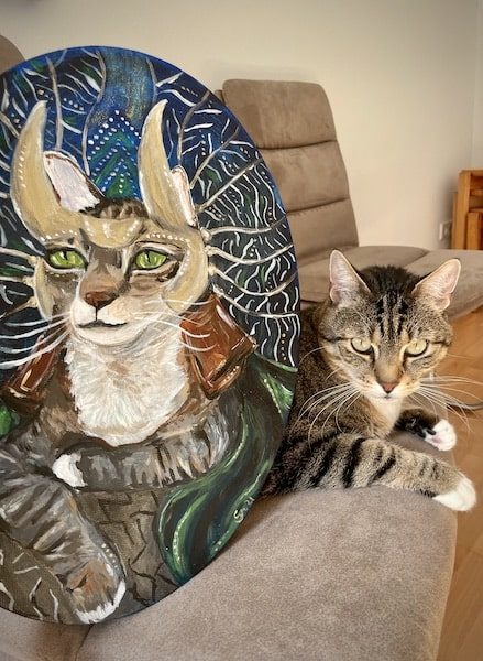 Katze Portrait Superheld Haustier malen lassen