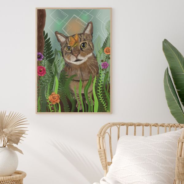 Katzenportrait Haustier Portrait malen lassen Schmetterling