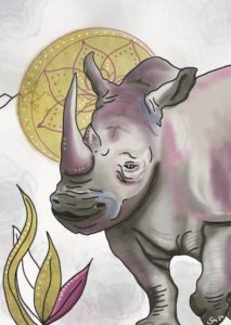 Power animal rhinoceros painting