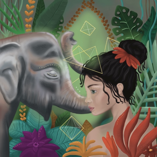 Krafttier Elefant und Frau