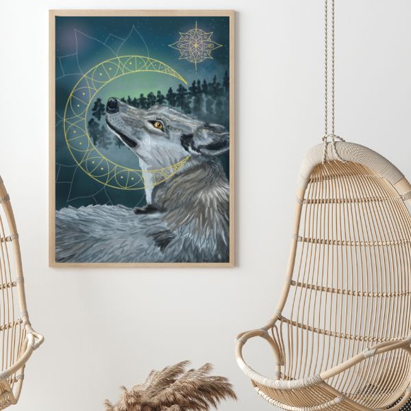 Krafttier Wolf Kunstdruck