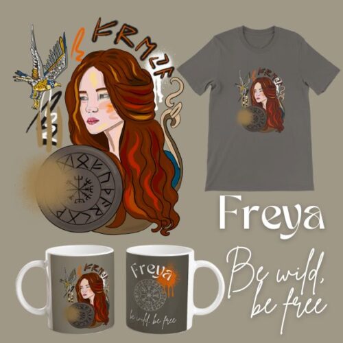 Göttin Freya Illustration T-Shirt Tasse Poster