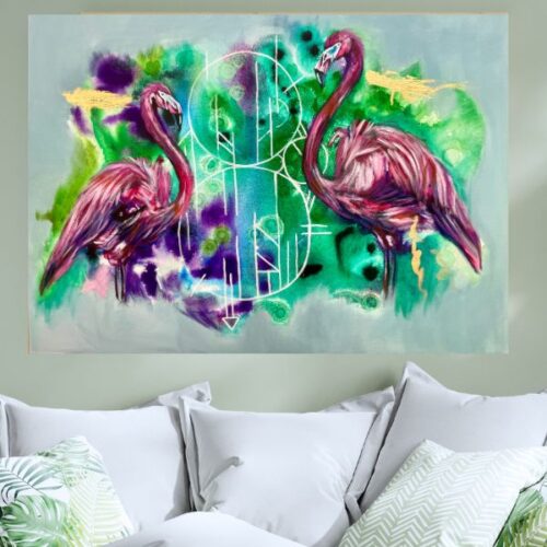 Flamingos wahrer Reichtum Gemälde Sigil Symbol