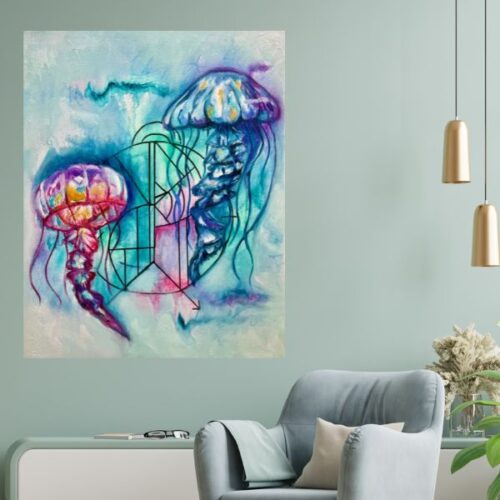 Jellyfish and Sigil Symbol Painting Playfulness