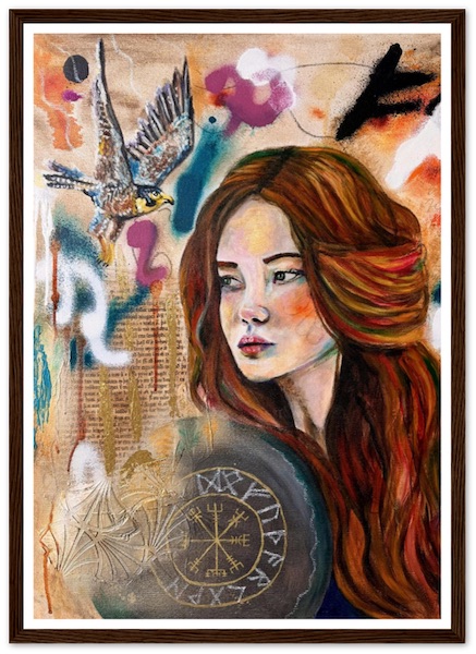 Freya und der Falke limitierter Druck Kunstdruck limitiert Göttin Freya