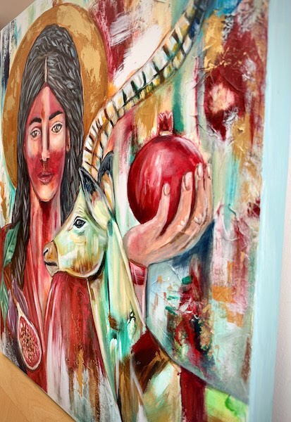 Göttin Nikkal Göttin Nikkal & die Gazelle (Mixed Media auf Leinwand) – Bild 4